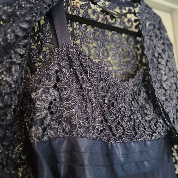 NWT RM Richards Navy Lace Jacket & Chiffon Dress Set | Size 16 - Picture 3 of 5